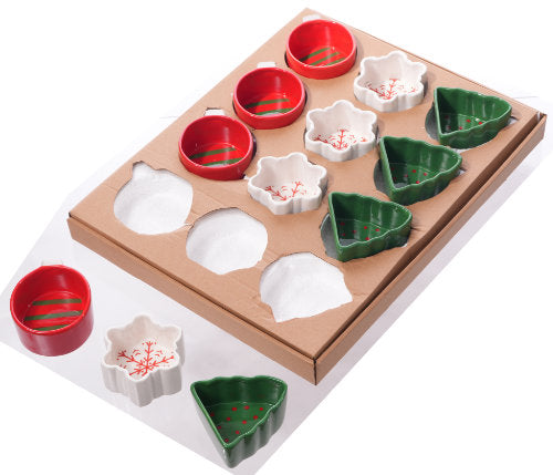 Special T Imports C25672 Ceramic Christmas Shaped Ramekin - 3 Assorted