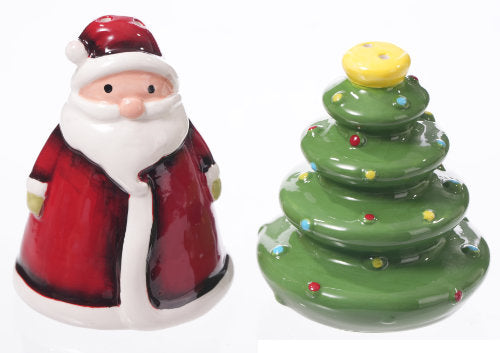 Special T Imports C25735 Ceramic Santa/Christmas Tree Salt & Pepper Shakers
