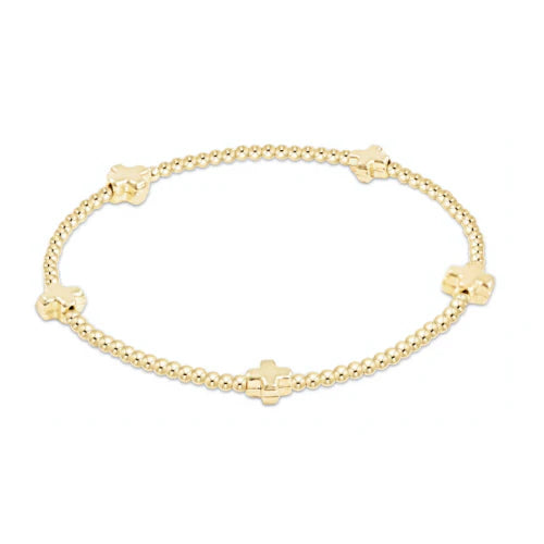 enewton EGIRL Signature Cross Small Gold Pattern 2mm Bead Bracelet