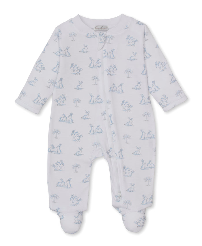 Kissy Kissy KBQ14188N Springtime Bunny Fun Zippered Footie - Light Blue