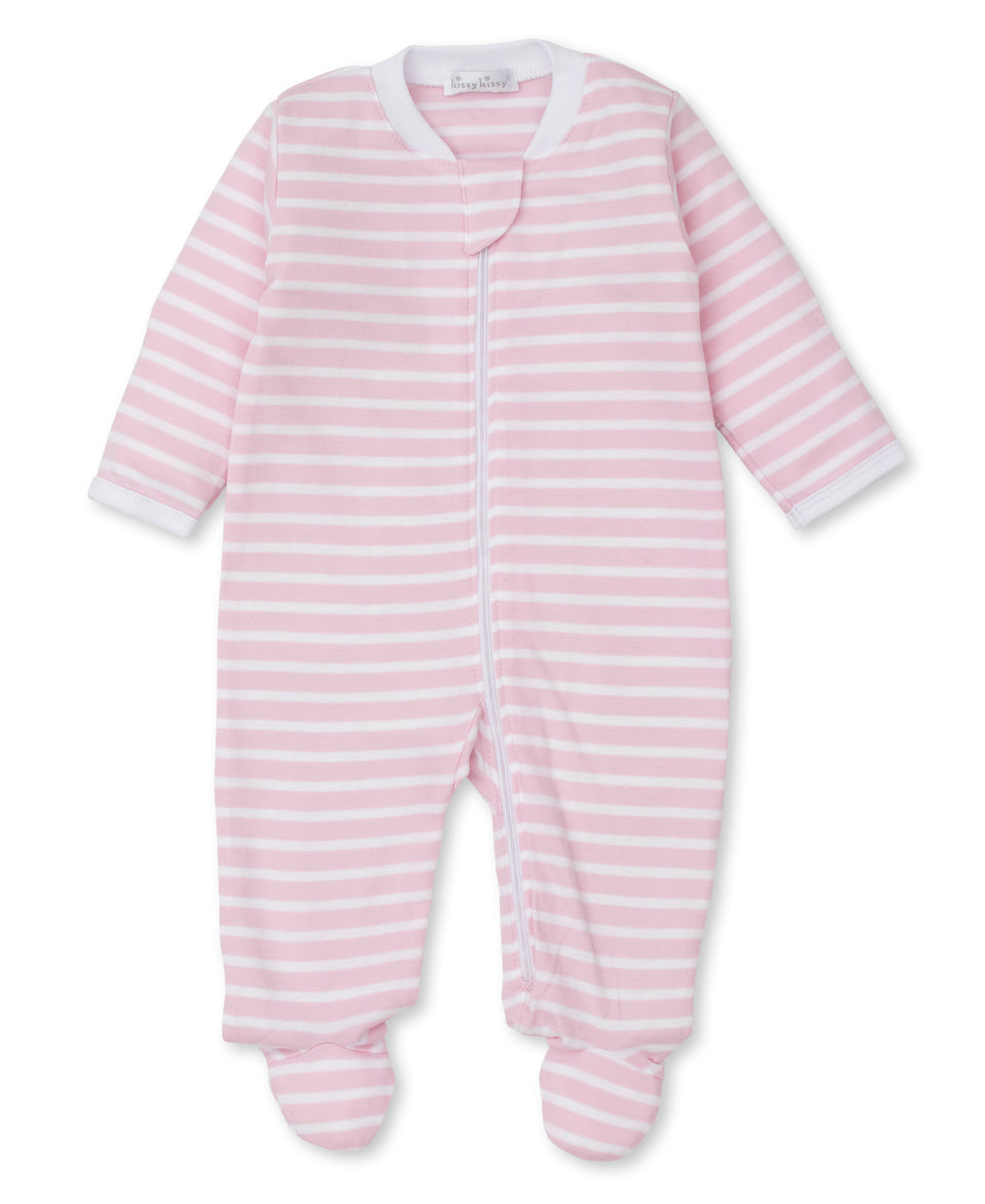 Kissy Kissy KGQ08229N PJ's Team Stripe Zipper Footie - Pink