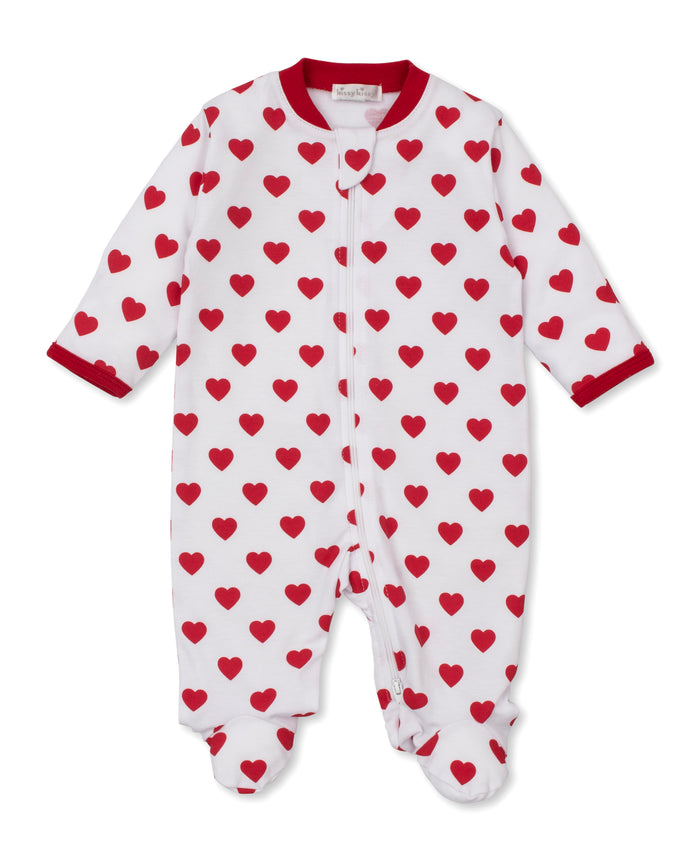 Kissy Kissy KNQ12004N PJs Be My Valentine Zippered Footie - Red