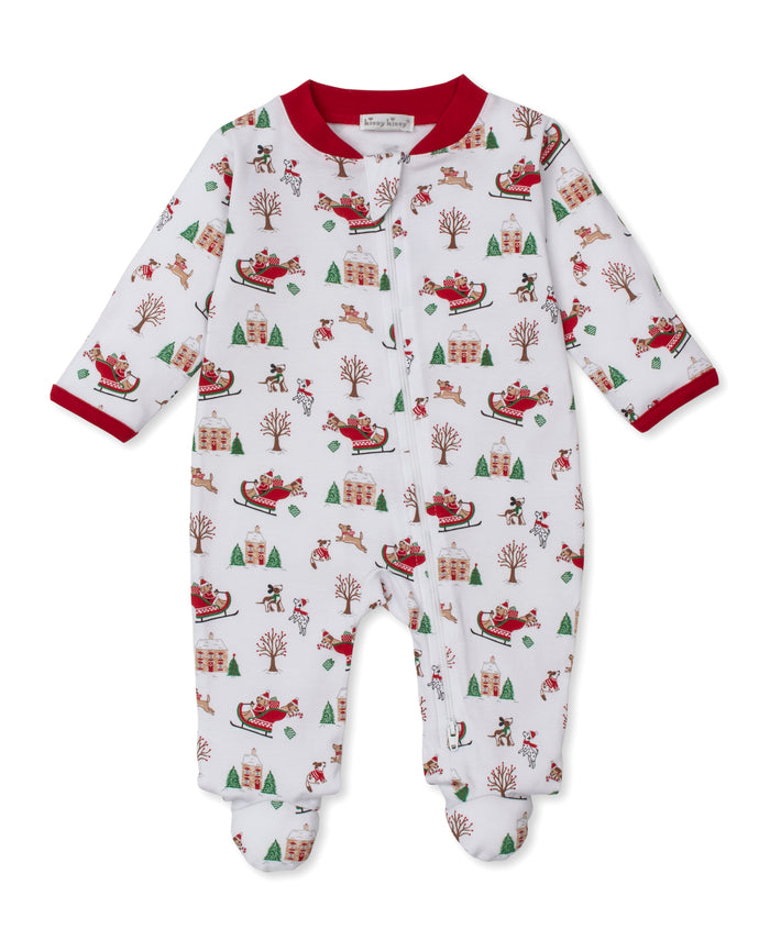 Kissy Kissy KNQ12551N Up Up & Away Santa Pups Zip Footie