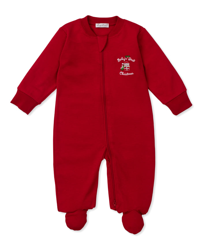 Kissy Kissy KNQ12558N Baby's First Christmas Footie with Zip Red