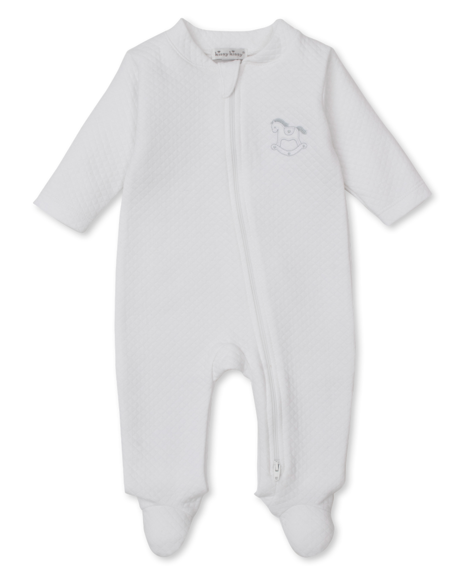 Kissy Kissy KNQ13021N Riding Rockers Jacquard Zipper Footie - White