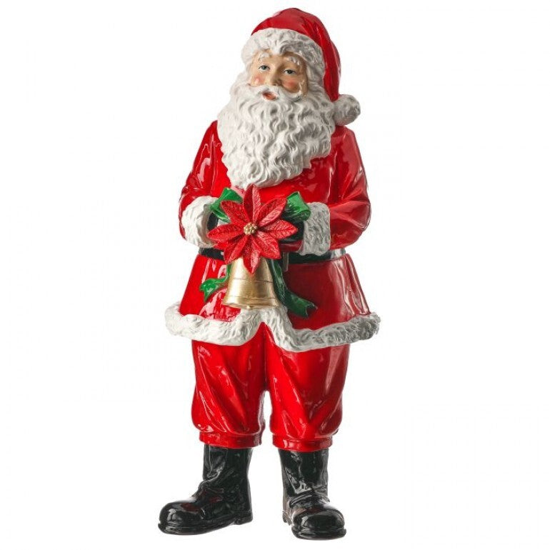 Regency International MTX75176 Resin Santa W/Bell and Poinsettia - 15"