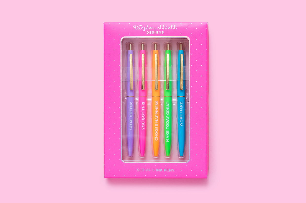 Taylor Elliott Designs PEN-08 Motivational Pens - Set of 5