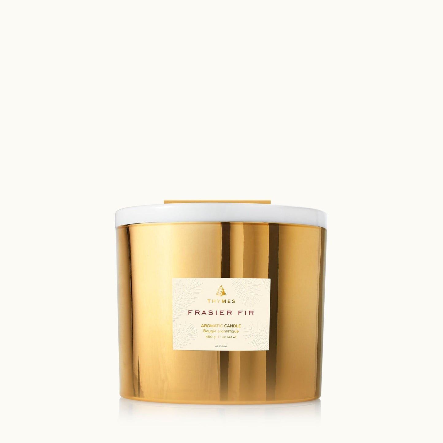 Thymes TH03535243300 Fraiser Fir Gilded Poured Candle - 3 Wick Gold