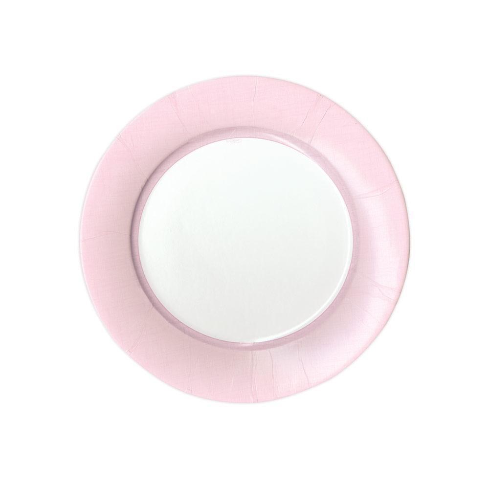 Caspari Linen Border Paper Salad & Dessert Plates in Petal Pink - 8 Per Package