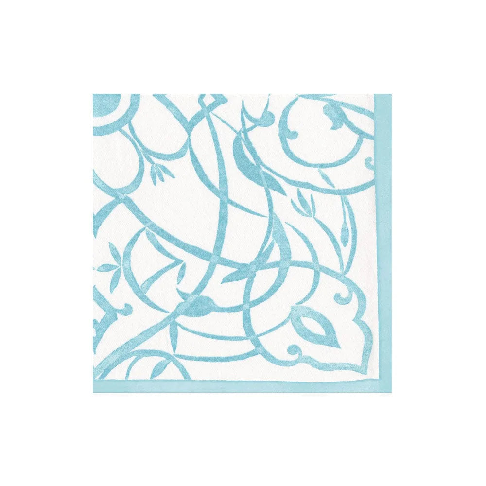 Caspari 17461 Algarve Paper Linen Napkins - Aqua