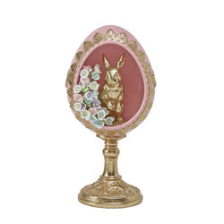 December Diamonds 29557 Pink Egg W/Gold Bunny - 8"