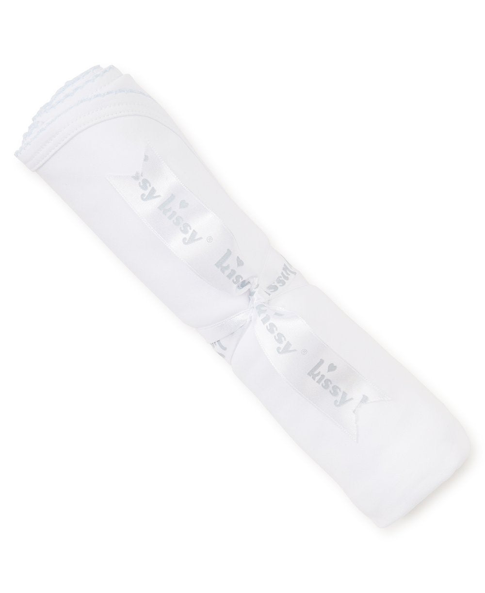 Kissy Kissy Basics White/Blue Blanket