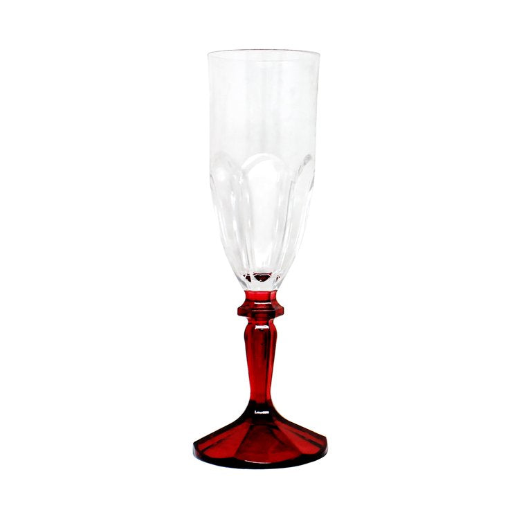 Le Cadeaux 616R Versailles Champagne Flute Acrylic Clear Top W/ Red Stem
