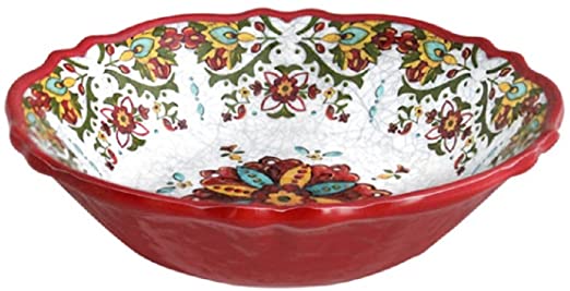 Le Cadeaux 245ALGR Allegra Red Salad Bowl (discontinued pattern)