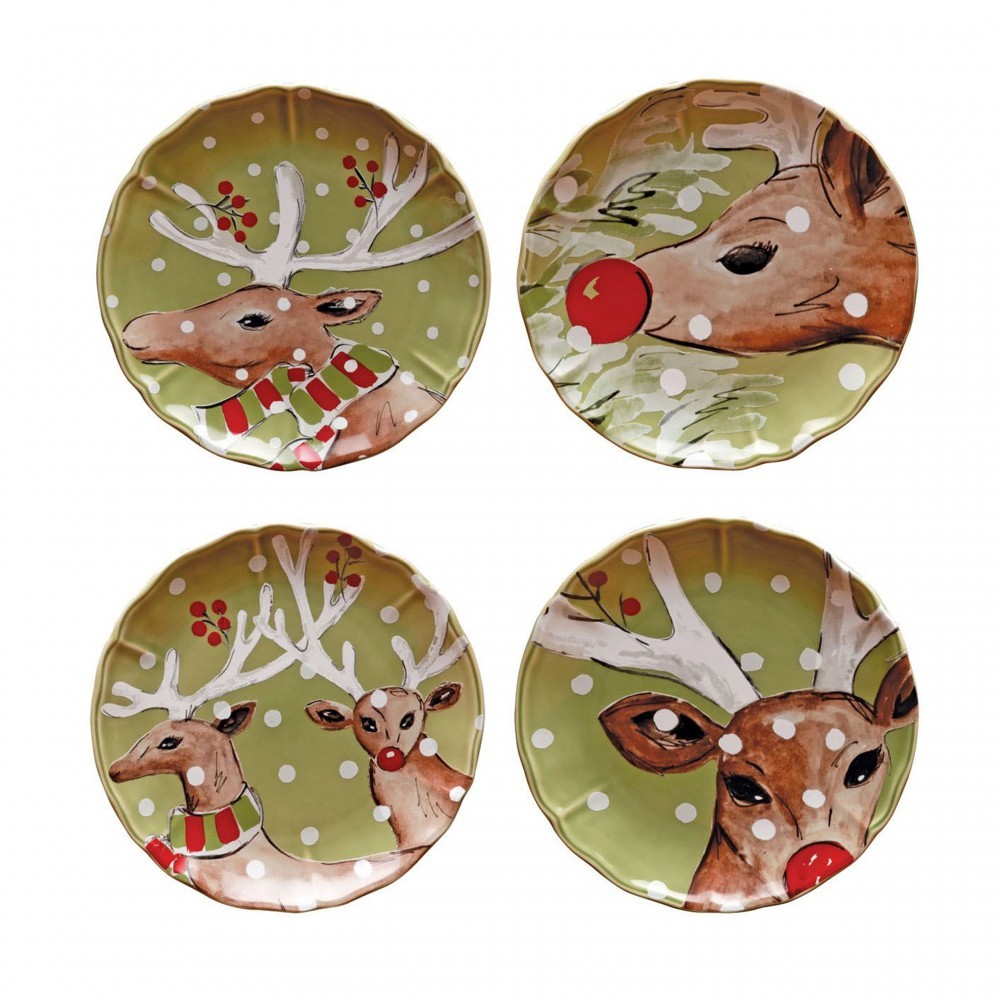 Casafina DF604-GRN Deer Friends Salad Plate - Green
