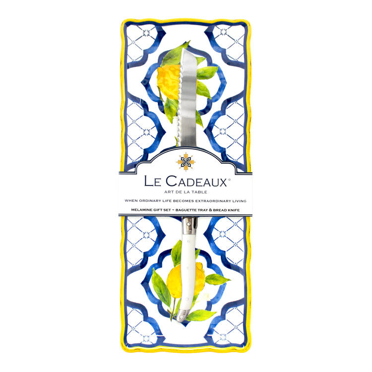 Le Cadeaux GS-BT-PAL Palermo Baguette Tray w/ Bread Knife Gift Set