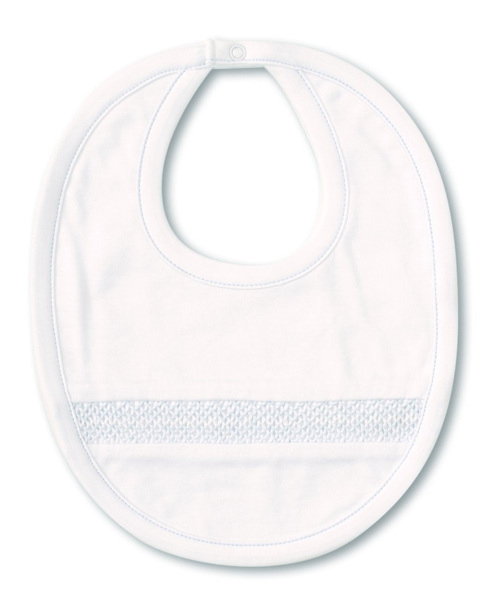Kissy Kissy Celebrate Charm White/Blue Hand Smocked Bib