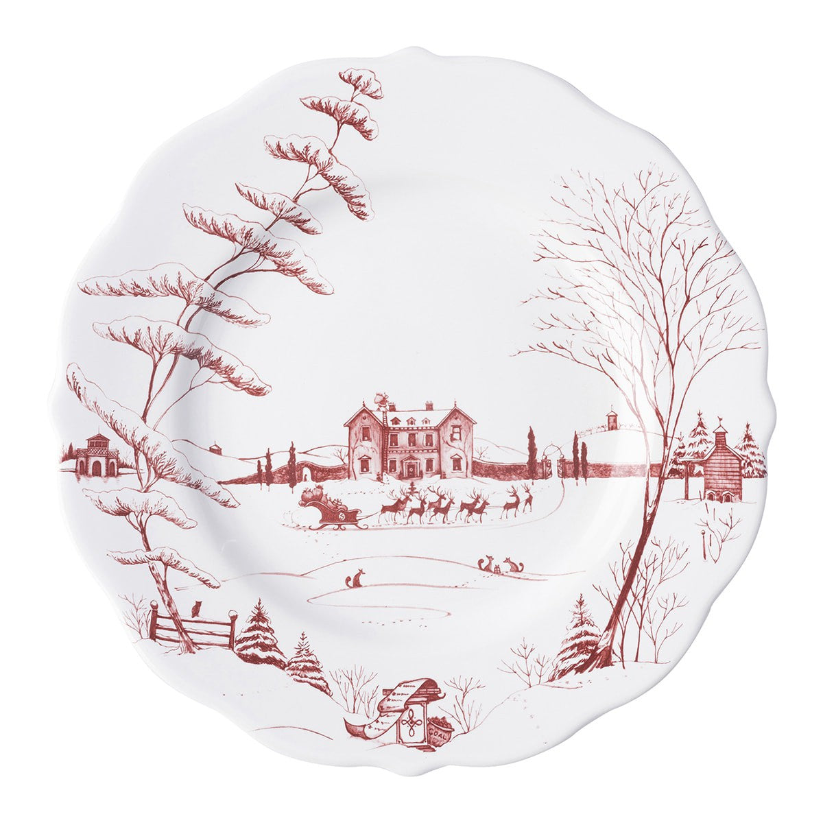 Juliska CE01X/73 Country Estate Winter Frolic Ruby Dinner Plate 11" Christmas Eve
