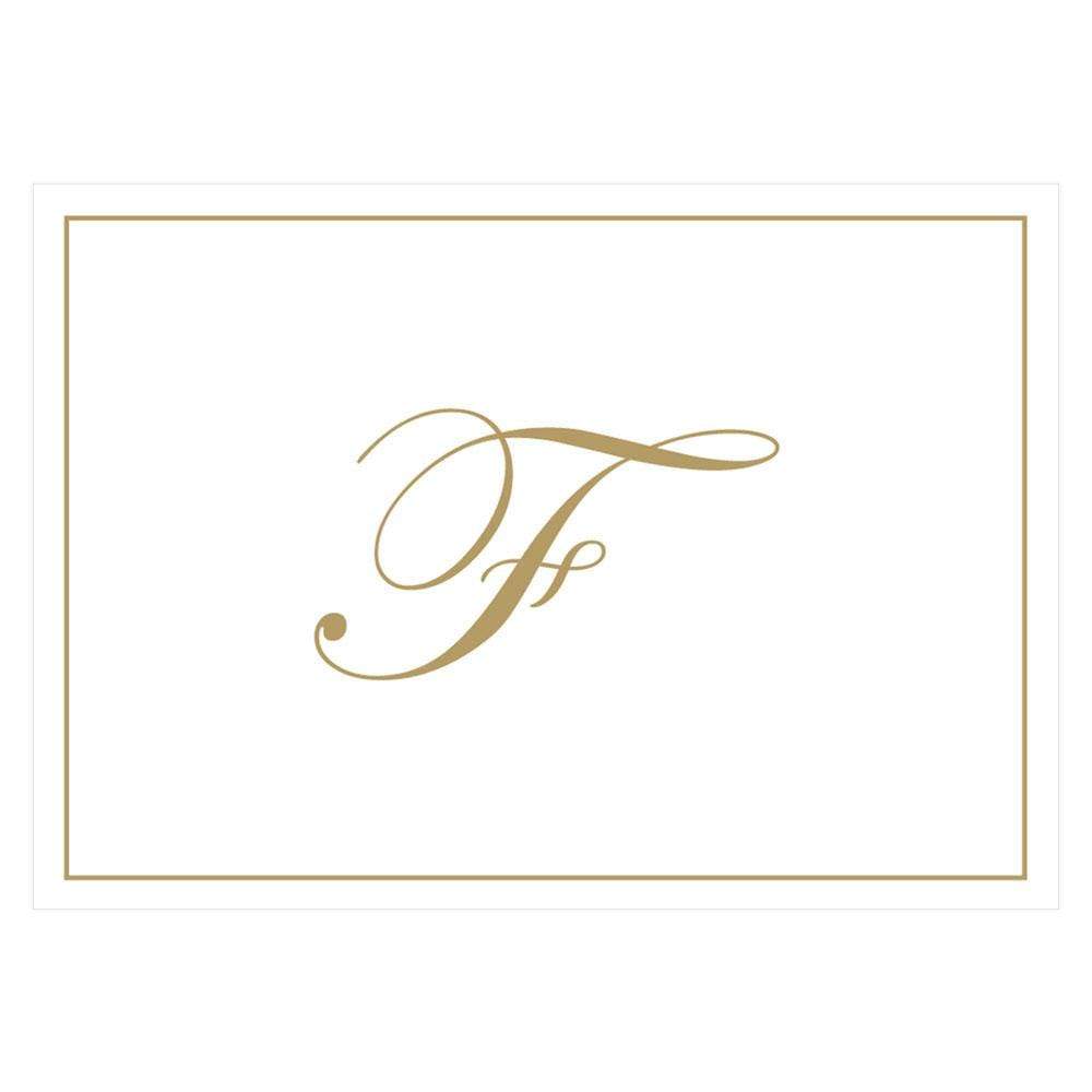 Caspari Gold Embossed Single Initial Boxed Note Cards - 8 Note Cards & 8 Envelopes