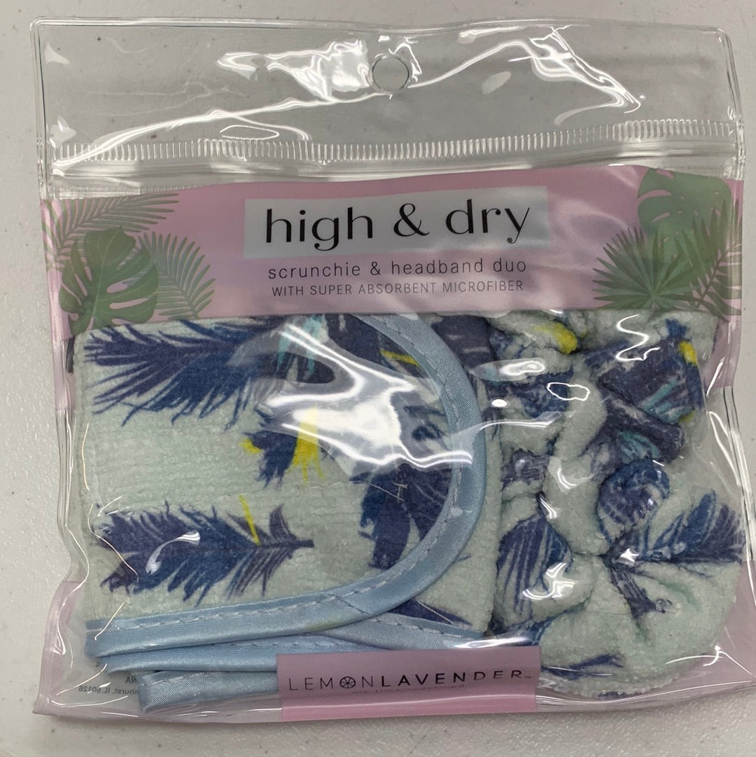 Lemon Lavender LLHSET Microfiber Scrunchie & Headband Duo