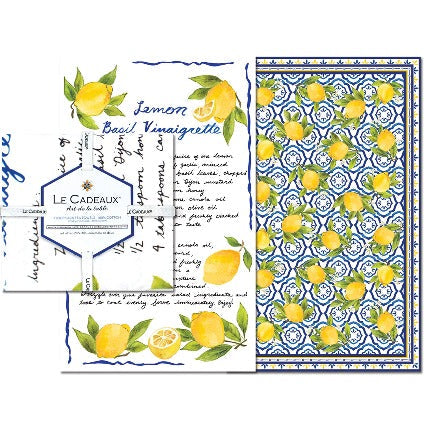 Le Cadeaux GS-TT-PAL/LB Palermo/Lemon Basil Flour sack Tea Towels - Set of 2
