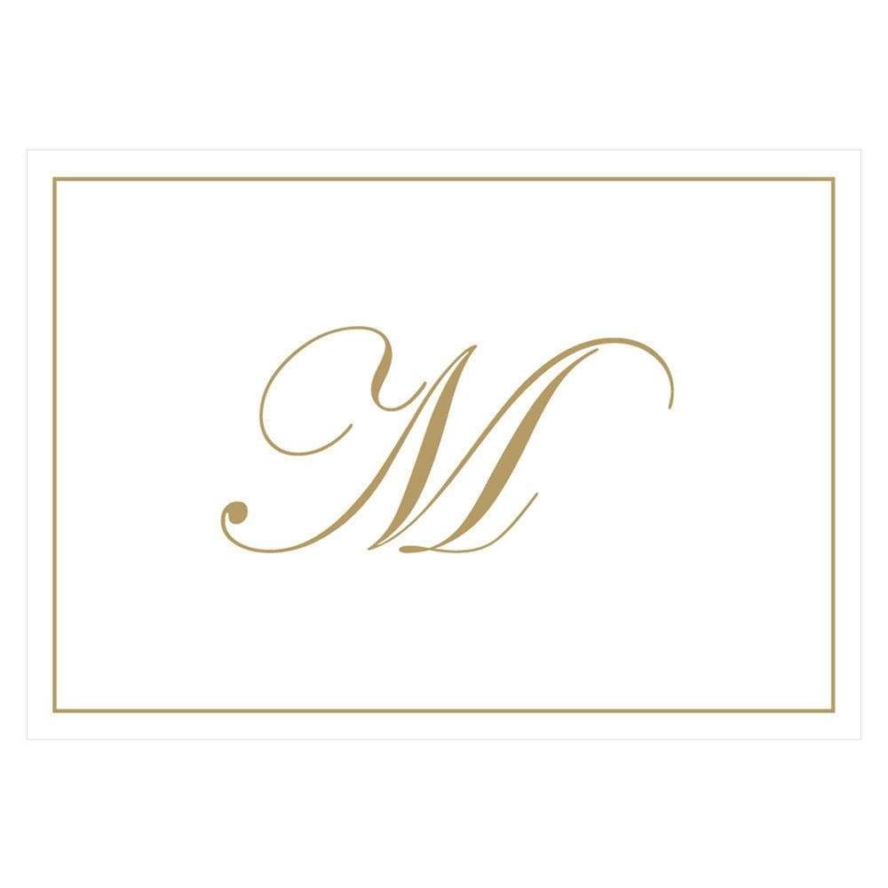 Caspari Gold Embossed Single Initial Boxed Note Cards - 8 Note Cards & 8 Envelopes