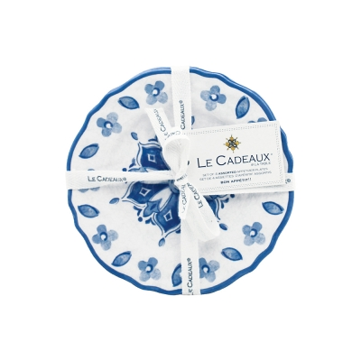 Le Cadeaux 097MRCB Moroccan Blue Appetizer Plates Set of 4