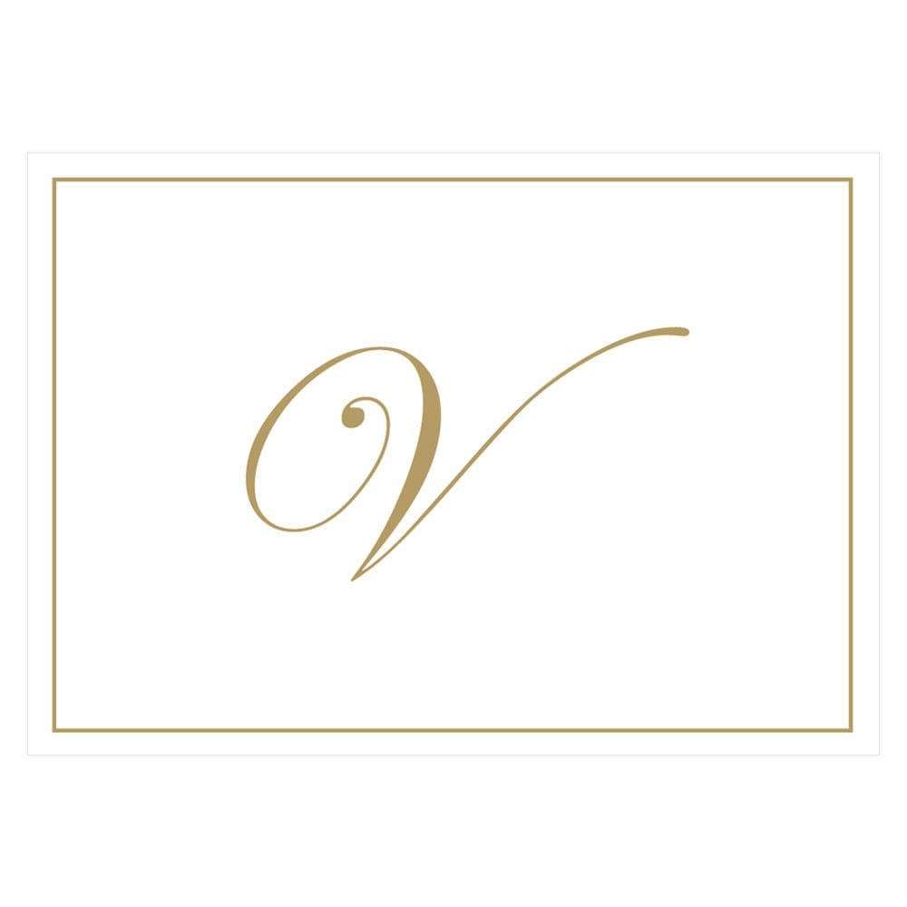 Caspari Gold Embossed Single Initial Boxed Note Cards - 8 Note Cards & 8 Envelopes