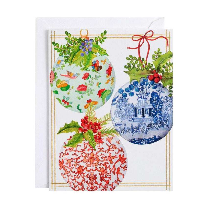 Caspari 100219 Boxed Christmas Cards - Porcelain Ornaments