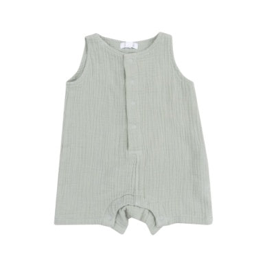 Angel Dear 1009-S25-SMDG Solid Muslin Desert Green Sleeveless Shortie Romper