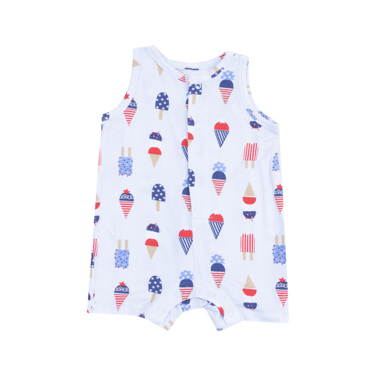 Angel Dear 1009-S25-USA American Ice Cream Blue Sleeveless Shortie Romper