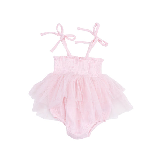 Angel Dear 1016-S25-SMB Solid Muslin Ballerina Ruffle Sunsuit