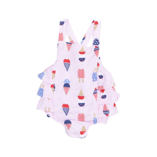 Angel Dear 1016-S25-USP American Ice Cream Pink Ruffle Sunsuit