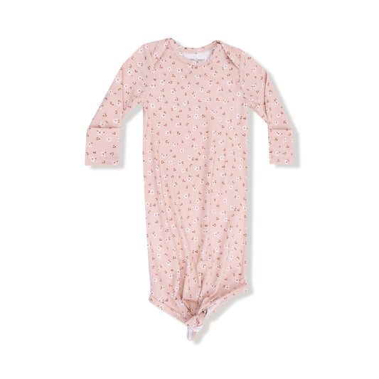 Angel Dear 127-S26-SBT1 Floral Knotted Gown - White/Pink 0-3M