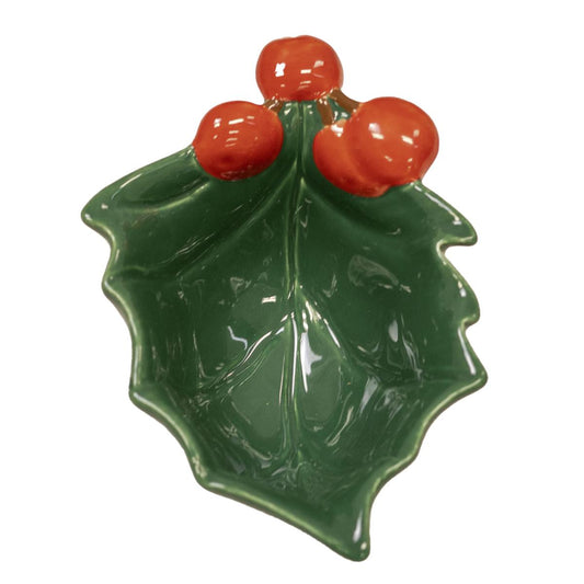 Royal Standard 136523088 Holly Leaf Tidbit Bowl - Green/Red