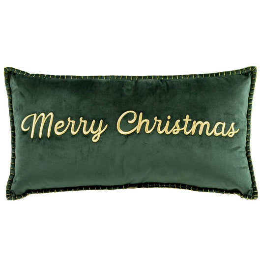Royal Standard 138823034 Merry Christmas Embroidered Pillow - Dark Green/Gold