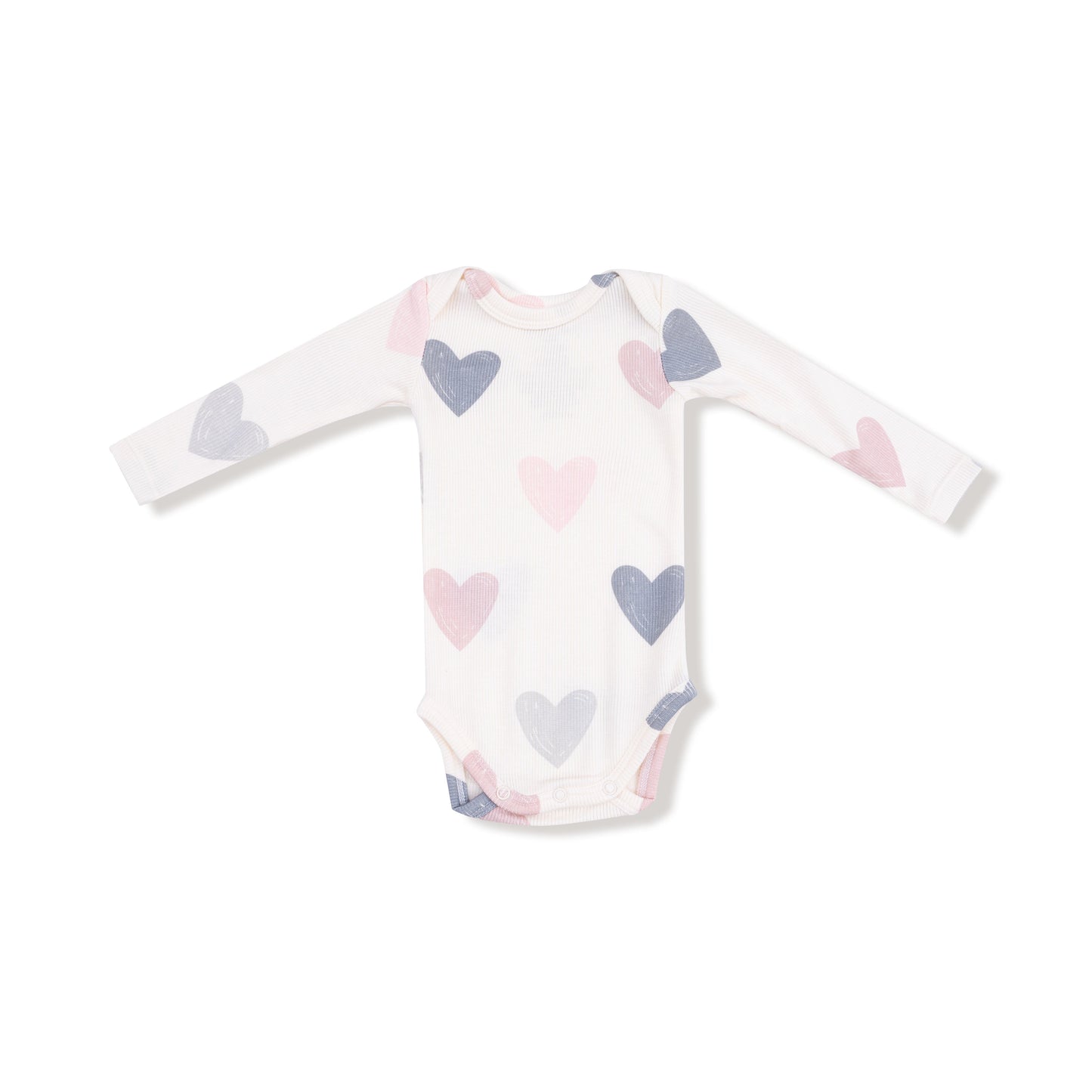 Angel Dear 147-F25-HEM Hearts Modal Rib Lap Shoulder Bodysuit