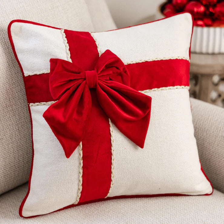 Mary Square 56640 Square Red Bow Pillow