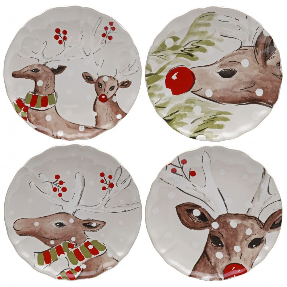 Casafina DF601-WHI Deer Friends Dinner Plate - White