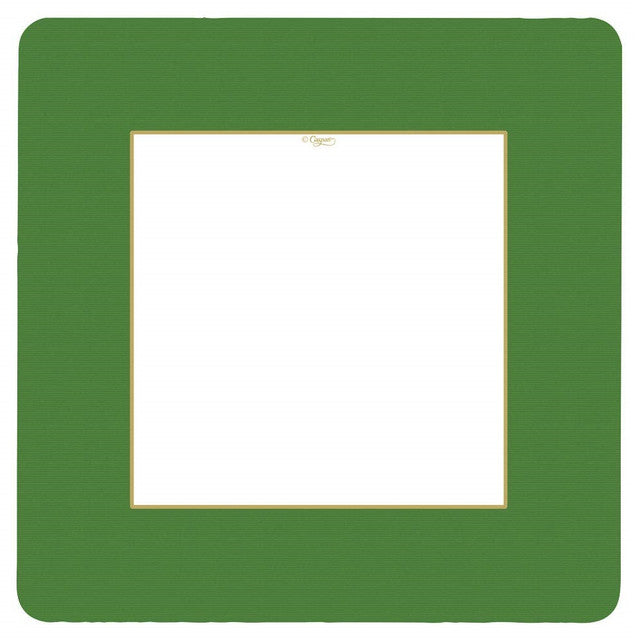 Caspari 15371 Grosgrain Border Square Plate - Hunter Green