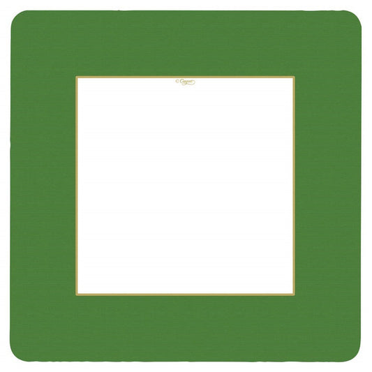 Caspari 15371 Grosgrain Border Square Plate - Hunter Green