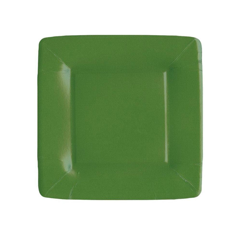 Caspari 15371 Grosgrain Border Square Plate - Hunter Green