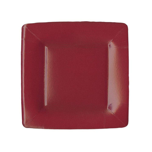 Caspari 15372 Grosgrain Border Plates - Cranberry