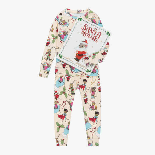 Books to Bed 15SAMO1 Santa Mouse - Hanger Pajama Set with Book