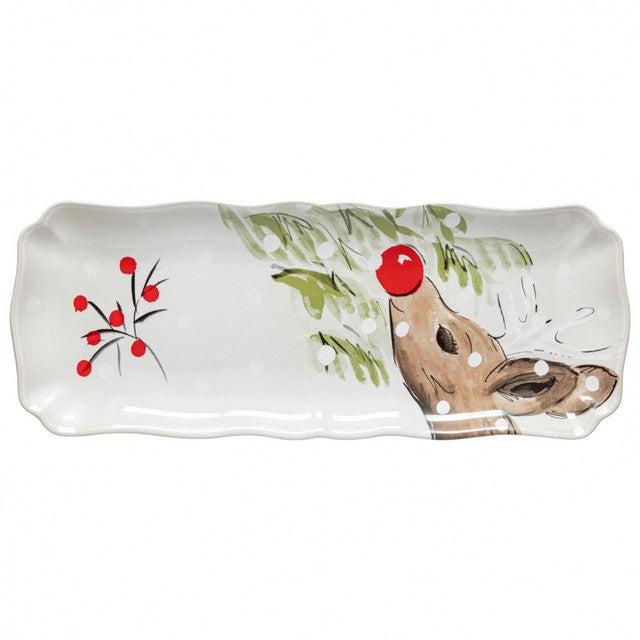 Casafina DF625-WHI Deer Friends Rectangular Tray - 18"