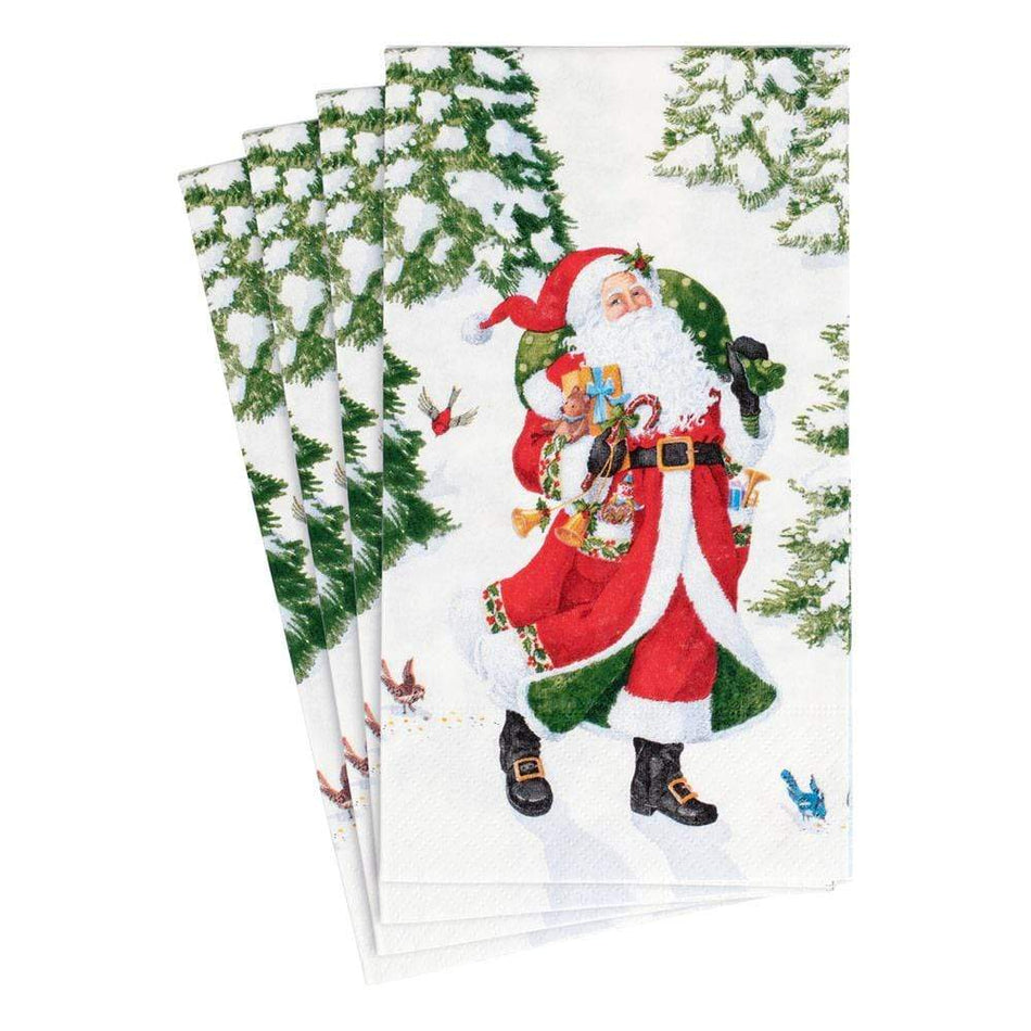 Caspari 16100G Woodland Santa Guest Towel Napkin