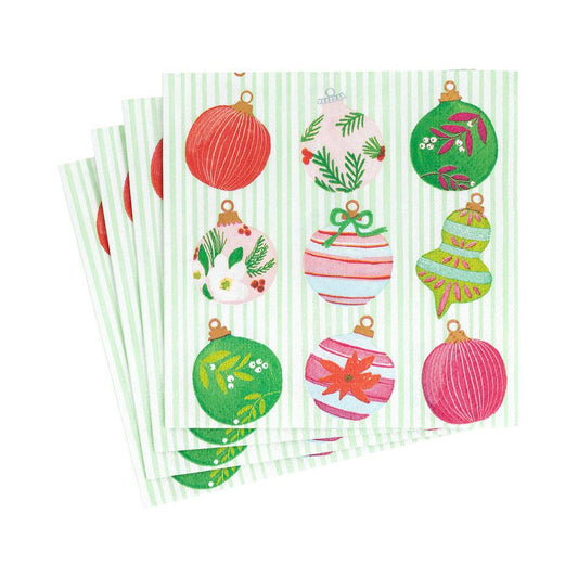 Caspari  16710C Painted Ornaments Cocktail Napkin