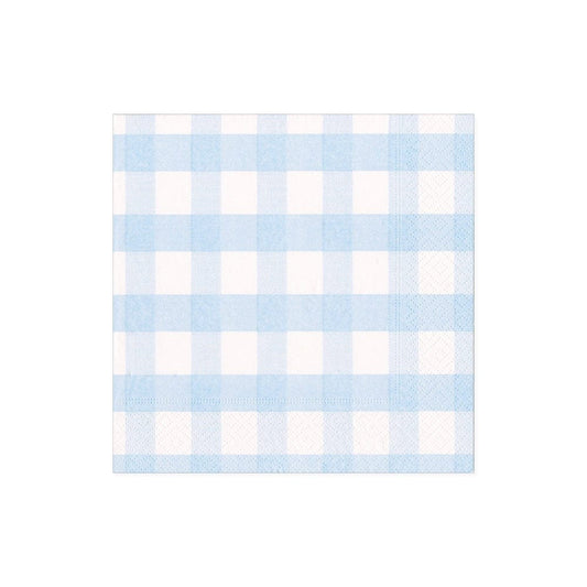 Caspari 17072C Gingham Cocktail Napkins - Light Blue