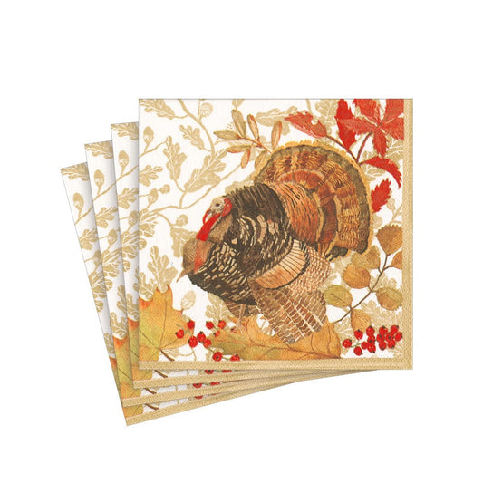 Caspari 17110C Woodland Turkey Cocktail Napkins
