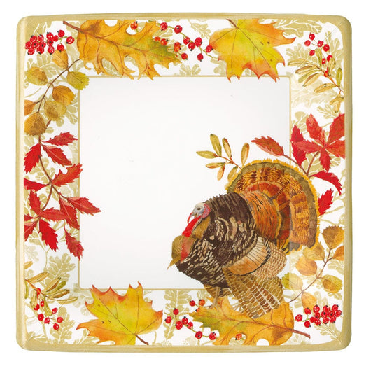 Caspari 17110DP Woodland Turkey Dinner Plates